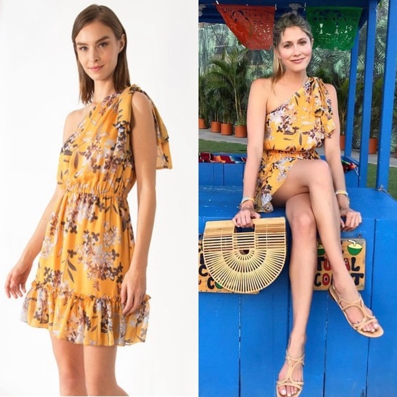 SHOSHANNA 70s Silk Floral Print One Shoulder Sleeveless Tier Ruffle Mini Dress 4 - Picture 1 of 12